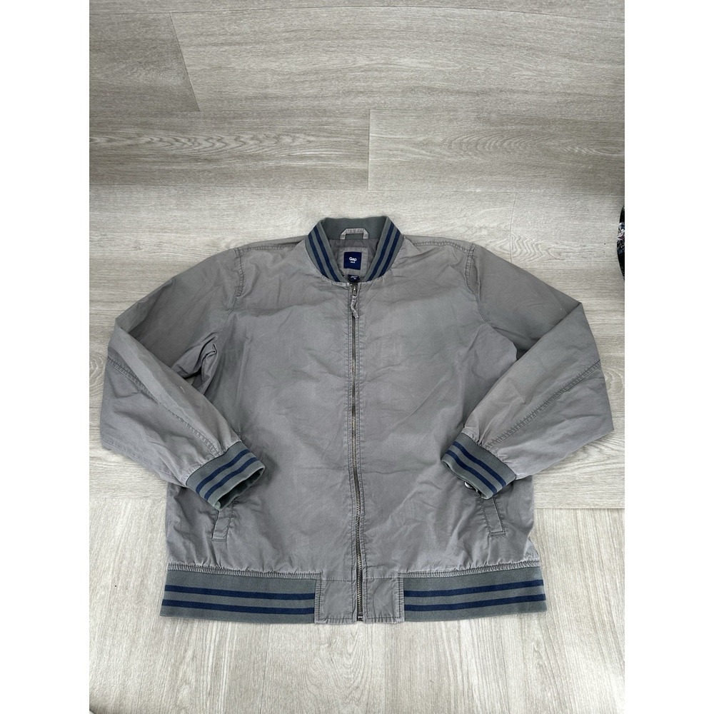 Gap Bomber Jacket Men's XL College Baseball Varsity Style Full Zip Casual Gray
